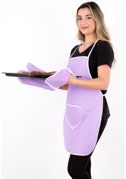 Su Geçirmez Mutfak Seti, Isıya Dayanıklı Eldiven ve Tutacak, Çok Amaçlı, Mor, 50x70 modelleri