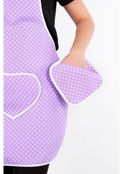 Su Geçirmez Mutfak Seti, Isıya Dayanıklı Eldiven ve Tutacak, Çok Amaçlı, Mor, 50x70