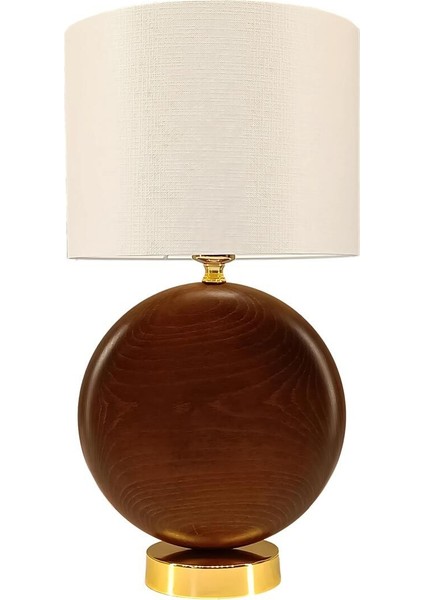 Adel Koyu Kahve Ahşap Abajur