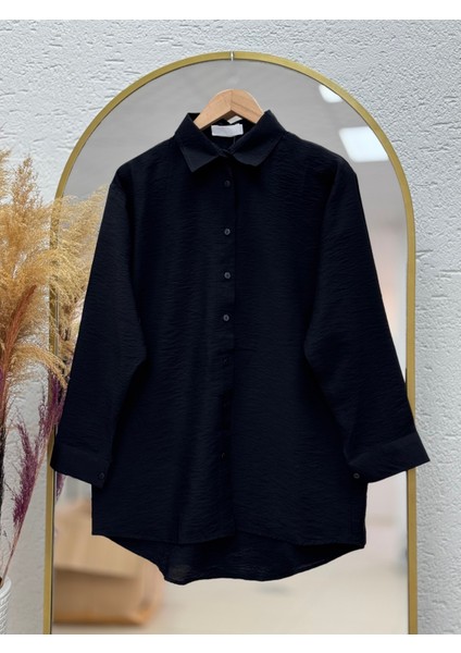 Evsa Oversize Ense Düğmeli GÖMLEK-NA689 Siyah
