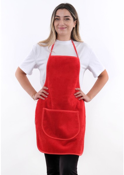 Kırmızı Mikrofiber Mutfak Önlüğü, 50x70 cm, sıvı geçirmez, şık ve pratik kullanım