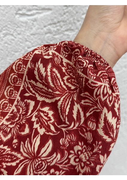 Serina Desenli ELBISE-SA2559 Kiremit