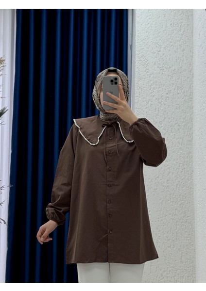 Ravista Denizci Yaka Poplin GÖMLEK-NA772 Kahve