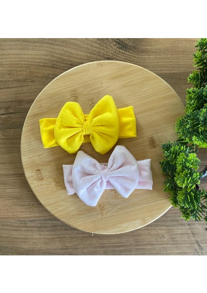 Bebeğin Için En Konforlu Bandana,2'li Set 0-2yaş Kız Bebek Penye Fiyonk Bandana