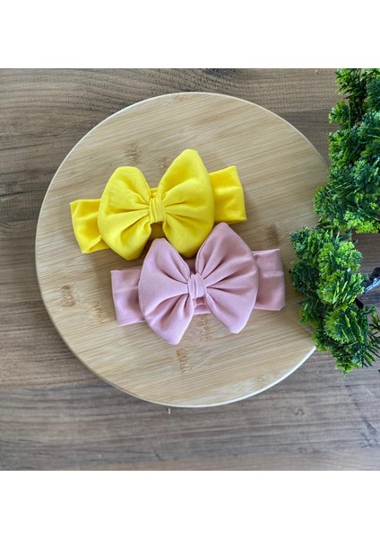 Bebeğin Için En Konforlu Bandana,2'li Set 0-2yaş Kız Bebek Penye Fiyonk Bandana