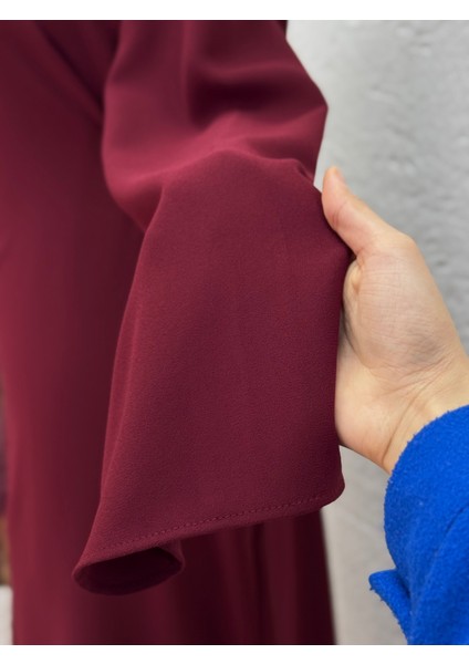 Ebru Bağcıklı Krep ELBISE-PA9598 Bordo