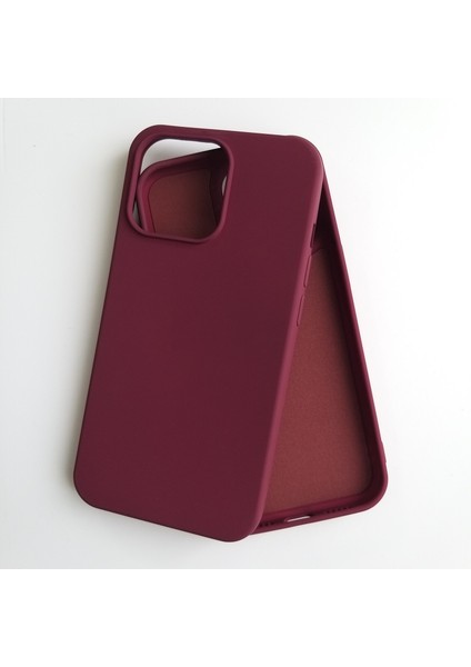 Apple iPhone 13 Pro 6.1 İle Uyumlu Logosuz Lansman Içi Kadife Silikon Kılıf Bordo