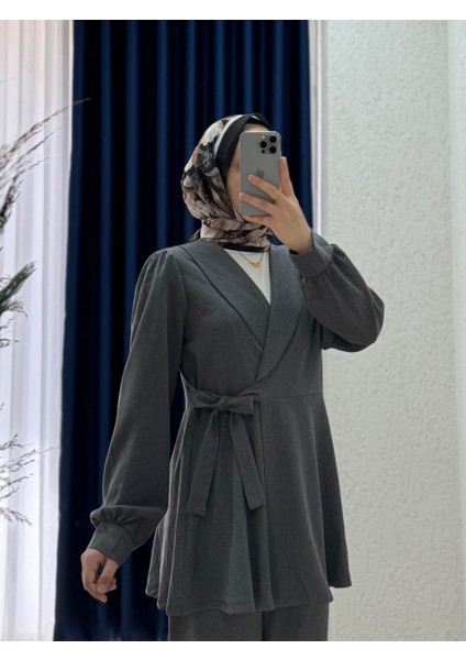 Sormora Kuşak Detaylı Ceketli Pantolonlu TAKIM-AS471 Antrasit fiyatları