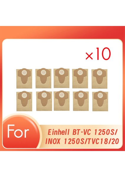 10 Adet 20L Kağıt Torba Toz Einhell Bt-Vc 1250S/INOX 1250S/TVC18/20 Islak ve Kuru Elektrikli Süpürge Vakum Torbası Aksesuarları (Yurt Dışından)