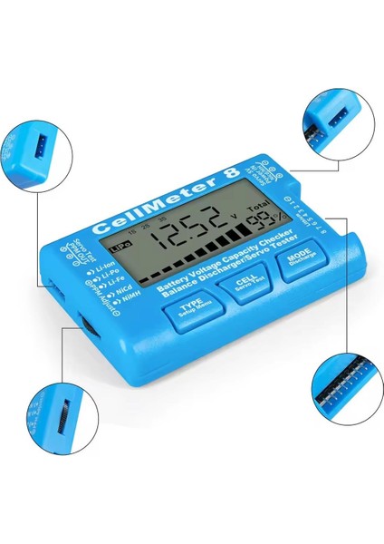 Powermaster PM-26959 Pil Kapasite Voltaj Test Cihazı Rc 1-8s Lipo Lityum Nımh Polimer Pil Doluluk Göstergesi Aleti