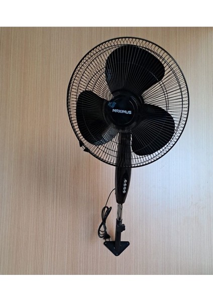 Duvar Montajlı Hava Vantilatörü 3 Kademe Hız Ayarlı Pervane Sağ Sol Dönme 45W Siyah Renk