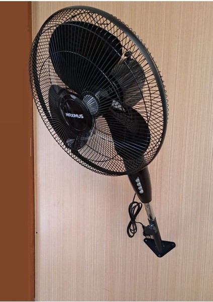 Duvar Montajlı Hava Vantilatörü 3 Kademe Hız Ayarlı Pervane Sağ Sol Dönme 45W Siyah Renk