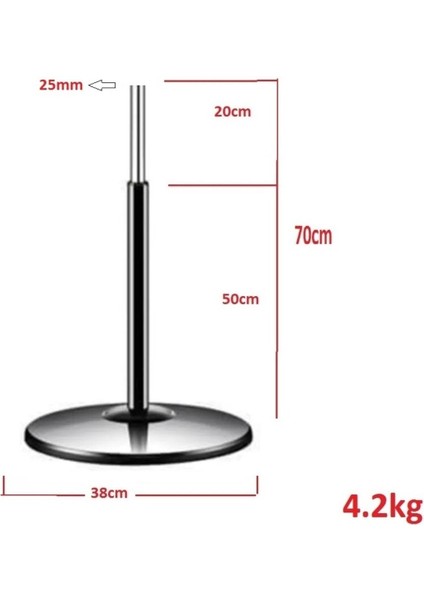 Vantilatör Ayağı Teleskopik Borulu Simit Ayak Fan Pervane Ayak 38CM Çap 70CM Uzunluk
