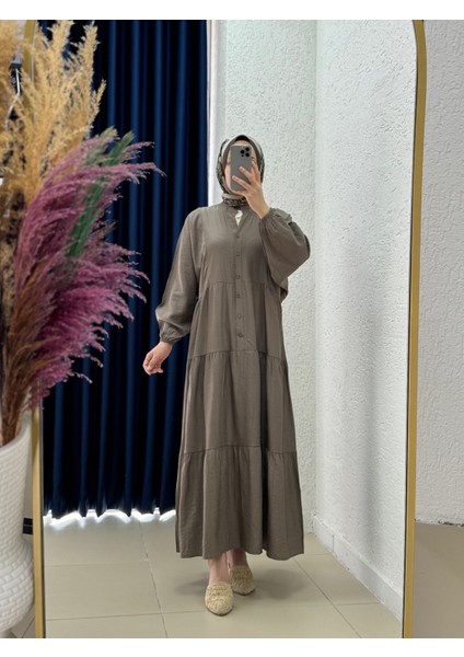 Çilek Salaş 6 Düğmeli ELBISE-NA2350 Vizon