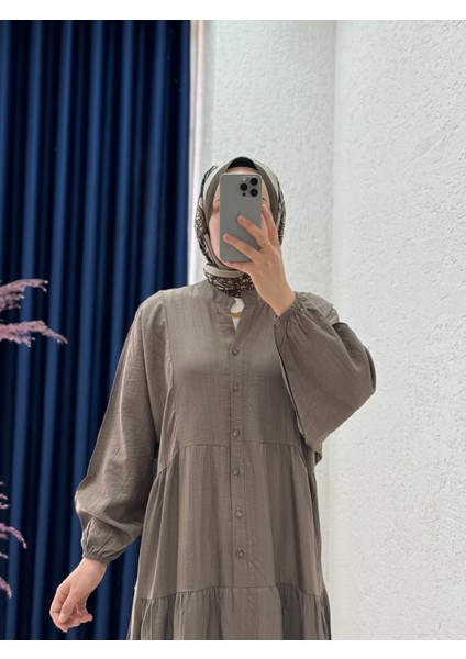 Çilek Salaş 6 Düğmeli ELBISE-NA2350 Vizon