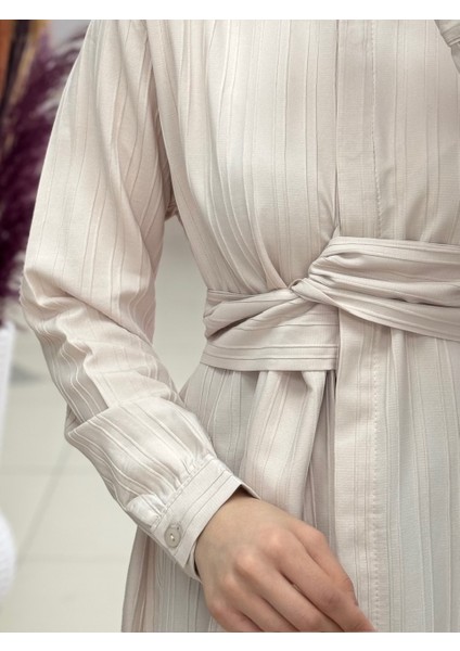 Selen Damarlı Kumaş Bağlamalı GÖMLEK-Çİ425 Taş Kadın Gömlek-Tam Yazlık -Rahat Kumaş-Sade Model-Tesettür Gömlek-Salaş Model modelleri
