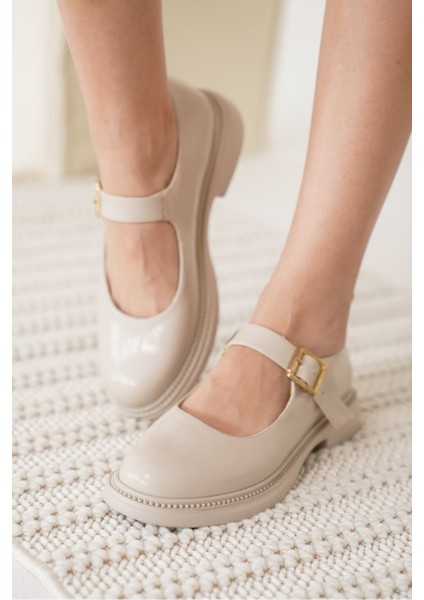 Clarissa Premium Bej Rugan Tokalı Kadın Babet Ayakkabı indirimleri