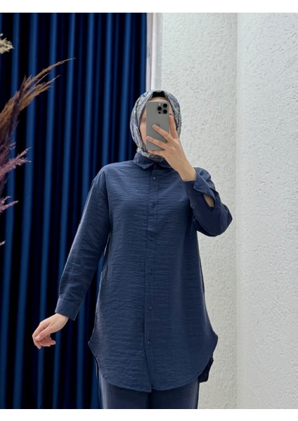 Idil Çilek Kumaş Mini Düğmeli Pantolonlu TAKIM-Zİ2186 Lacivert fiyatları