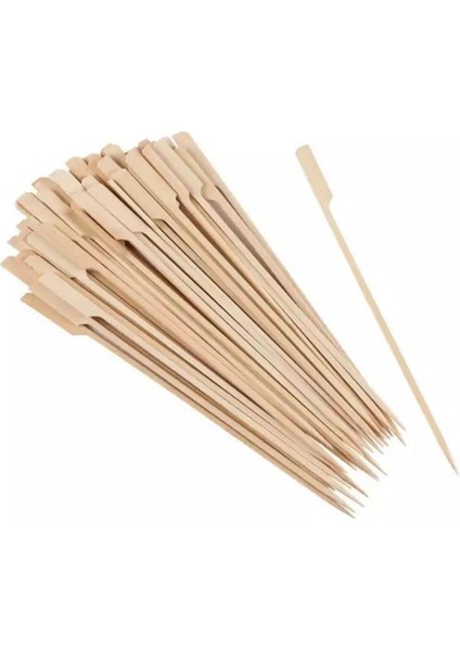 Yassı Çöp Şiş 9 cm – Ahşap Sunum Çubuğu 50 'li