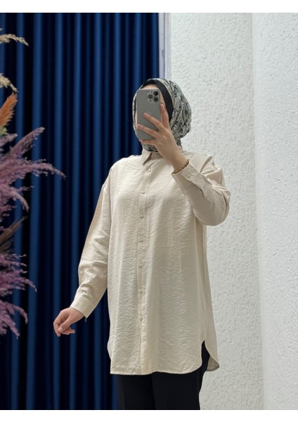 Sorenya Önü Kısa Arkası Uzun Çilek Kumaş GÖMLEK-Zİ2133 Taş