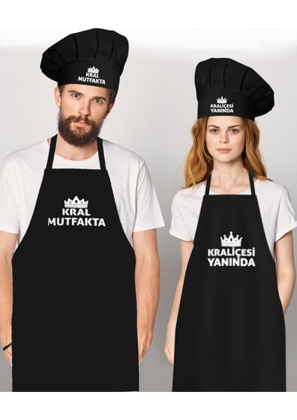 Şık 2'li siyah mutfak önlüğü ve aşçı şapkası takımı, kullanışlı ve stil sahibi