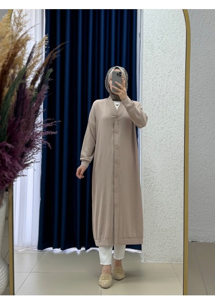 Serelle Önü Düğmeli Ayrobin Uzun HIRKA-FA793 Taş