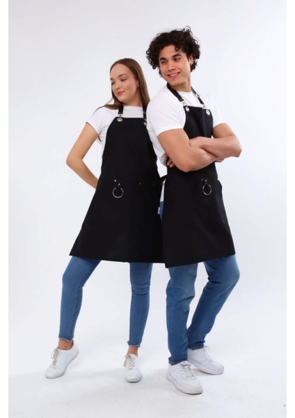 Siyah Mutfak Önlüğü, Leke Tutmaz, Dayanıklı ve Şık Tasarım, 80x60 cm, Kumaş Renk Gri