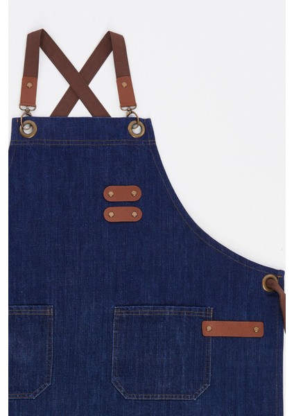 Lacivert seramik aşçı ve pastacı önlüğü, şık ve kullanışlı pamuk tasarım, 85x70 cm fiyatları