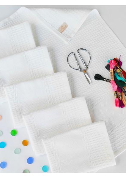 40x60 6'lı Etamin Peçete, Beyaz, Pamuk, Şık ve Kaliteli Düğün Davet Seti modelleri