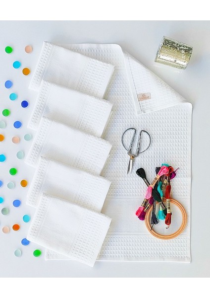 40x60 6'lı Etamin Peçete, Beyaz, Pamuk, Şık ve Kaliteli Düğün Davet Seti indirimleri