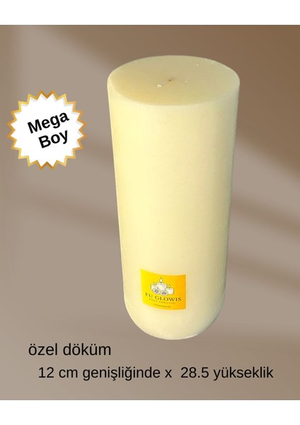 Fu Glowıs Özel El Dökümü Mega Boy Silindir Mum – Dekoratif Eskitme Tarzı | Krem | 12 x 28.5 cm indirimleri