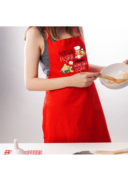 İki Renkli Pamuklu Mutfak Önlüğü Takımı, Çiftlere Özel, Eğlenceli Tasarım fırsatları