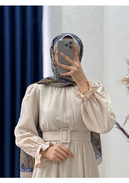 Zenora Beli Lastikli Nada Mevlana ELBISE-KB7475 Taş
