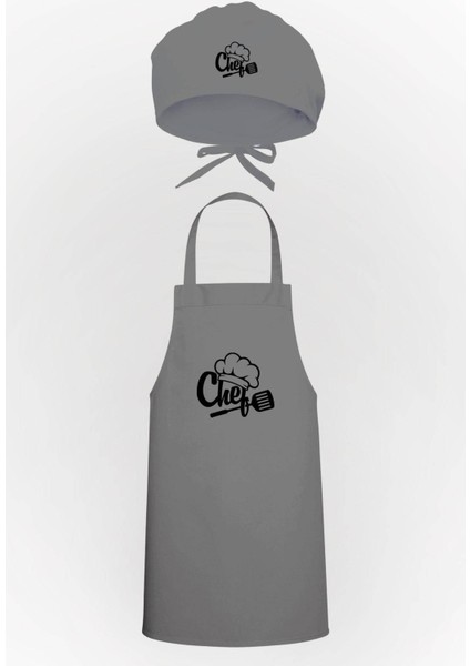 Gri Mutfak Önlüğü ve Bone Seti, Pratik ve Kullanışlı Avantaj Paketi