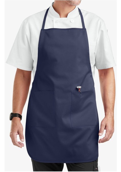 Lacivert unisex mutfak önlüğü, pamuk, 85x60 cm, şef, garson, barista için ideal modelleri