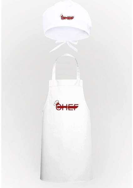 Şık Mutfak Bıçağı ve Önlük Seti, Beyaz, Pamuk Polyester, Bone Avantaj Paketi