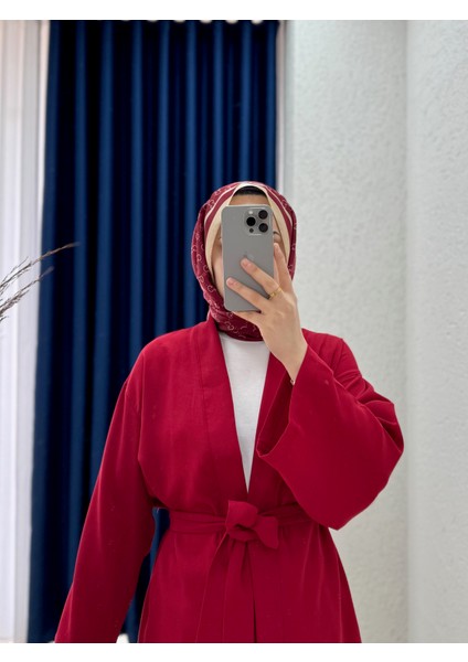 Zenoria Kuşaklı Ceketli Salaş Pantolonlu TAKIM-NL434 Kırmızı fiyatları