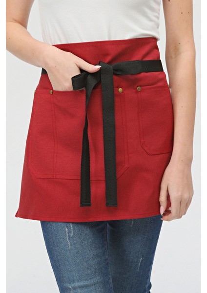 Şık ve kullanışlı yarım mutfak önlüğü, 45x70 cm, pamuk polyester, bordo renk fırsatları