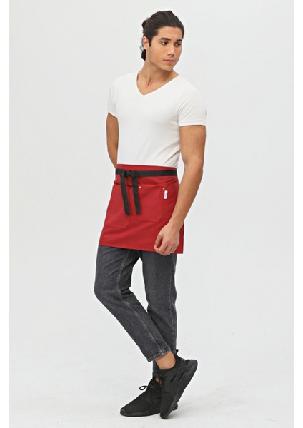 Şık ve kullanışlı yarım mutfak önlüğü, 45x70 cm, pamuk polyester, bordo renk