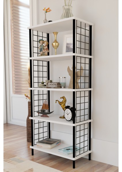 5 Raflı Telli Metal Kitaplık Salon,ofis,çalışma Odası Modern Düzenleyici Çevir Tak Kolay Kurulum Raf