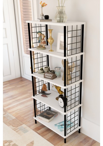 5 Raflı Telli Metal Kitaplık Salon,ofis,çalışma Odası Modern Düzenleyici Çevir Tak Kolay Kurulum Raf fırsatları