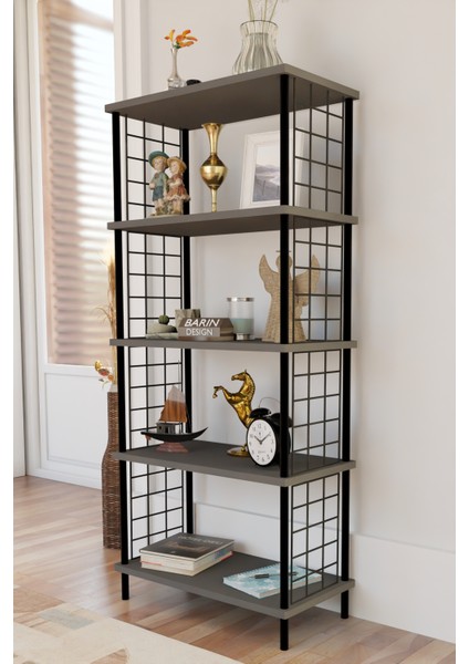 5 Raflı Telli Metal Kitaplık Salon,ofis,çalışma Odası Modern Düzenleyici Çevir Tak Kolay Kurulum Raf