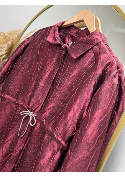 Mine Kolu Ipli Nevrüllü TUNIK-LE2423 Bordo
