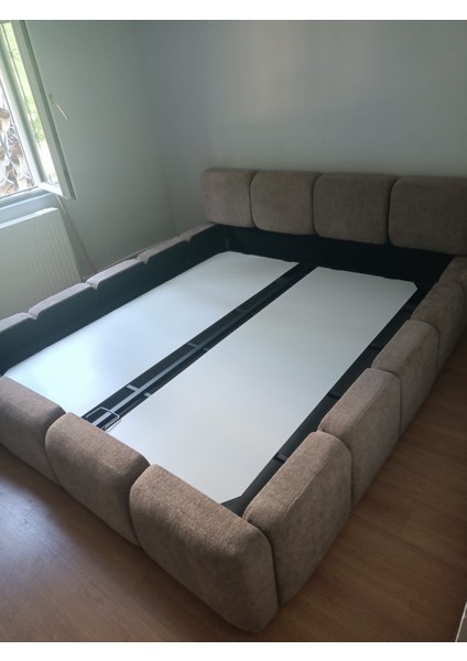Most Oktagon Bazalı Karyola Kahverengi Bukle Kumaş Işbir Kuştüyü Sünger 160 x 200 Yatak Için(Kurulum Dahil) modelleri