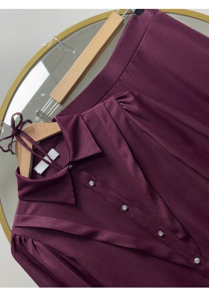 Nesli Kupra Kumaş Etekli TAKIM-ET2485 Bordo fiyatları