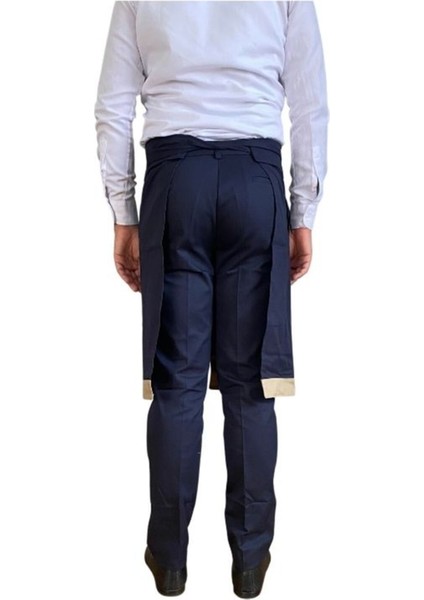 Lacivert cepli önlük, belden bağlamalı, şık ve rahat kullanım, 85x60, pamuk-polyester fırsatları