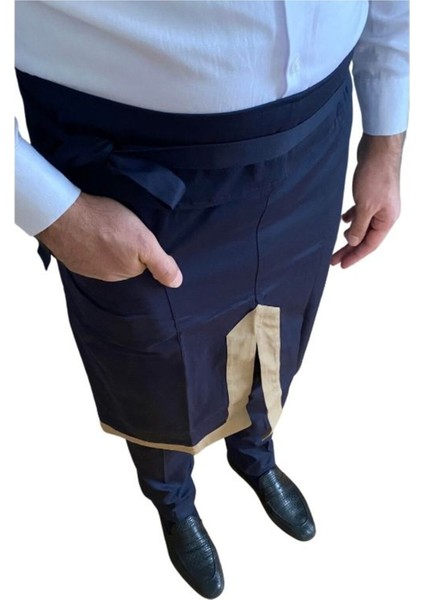 Lacivert cepli önlük, belden bağlamalı, şık ve rahat kullanım, 85x60, pamuk-polyester indirimleri