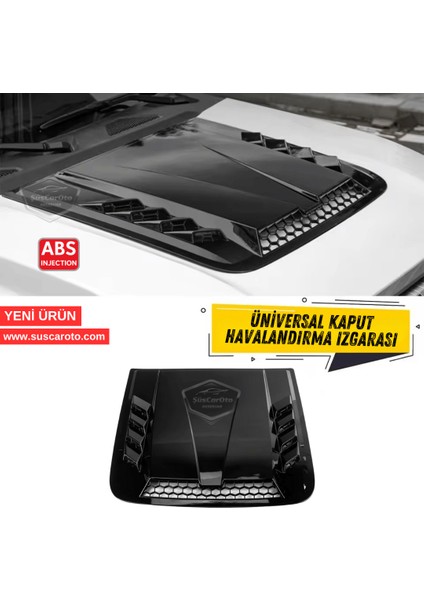 Üniversal Her Araca Uyumlu Geniş Büyük Boy Kaput Üstü Havalandırma Izgarası Tavan Vent Air Scoop Ithal Petekli 51 x 47 cm