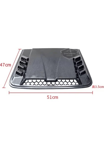 Üniversal Her Araca Uyumlu Geniş Büyük Boy Kaput Üstü Havalandırma Izgarası Tavan Vent Air Scoop Ithal Petekli 51 x 47 cm indirimleri