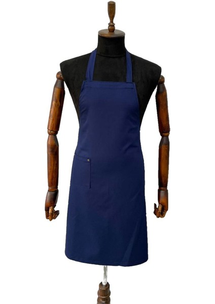 Lacivert Gabardin Mutfak Önlüğü, Leke Tutmaz, Unisex, Şef ve Barista İçin Uygun